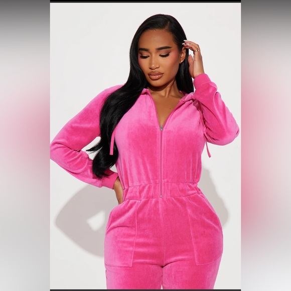Trendsetter Velour Jumpsuit - Pink - Picture 2 of 7